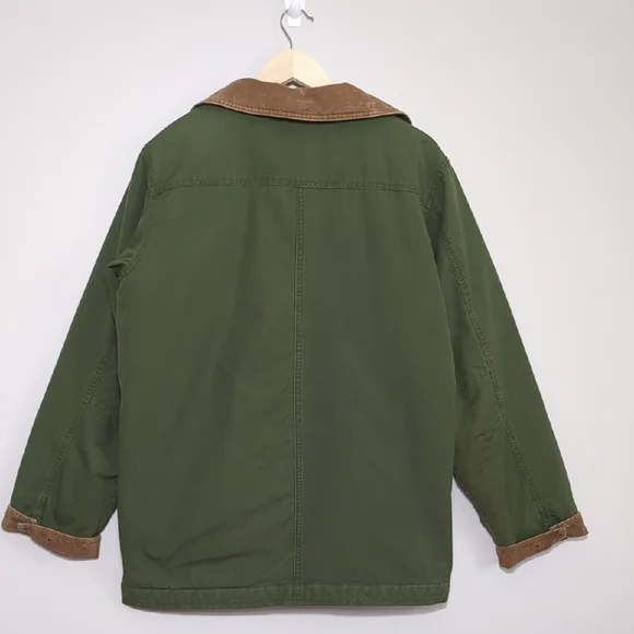 Vtg L.L. Bean Women's Adirondack Chore Barn Coat Corduroy Collar Forest Green Lg - Picture 13 of 15